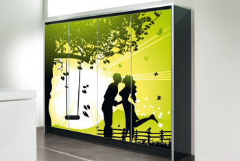 Aluminium frame with glass panel, Service+ customised, wood