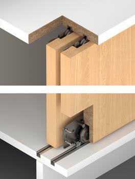 Sliding door fitting, Häfele Slido F-Line18 50A, set without tracks