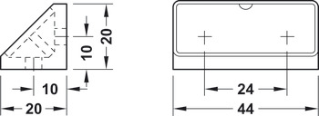 Universal corner connector, width 44 mm