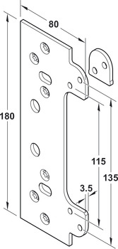 Mounting plate, for Simonswerk TECTUS TE 240/340/526/540/640 3D FZ concealed mortice hinge