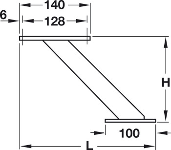 Breakfast bar support, Aluminium, inclined, Z shape