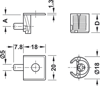 Cabinet connector, Tab 18, with tensioner