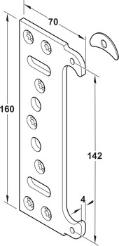 Mounting plate, for Simonswerk TECTUS TE 240/340/526/540/640 3D FZ concealed mortice hinge