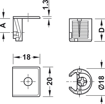 Cabinet connector, Tab 18, with tensioner