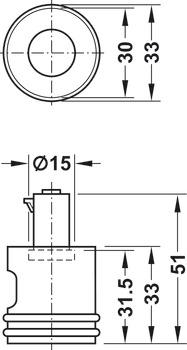 Turn knob, Häfele Symo, length 33 mm