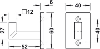 Wardrobe hooks, Steel, with 1 hook