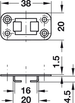 Bar guide, For central locking rotary lock with locking bar, open type