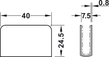 Counterpiece, for magnetic pressure catch glass door, 24.5 mm