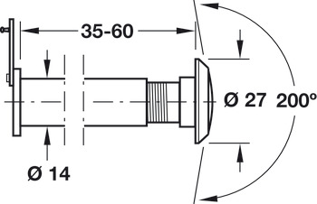 Door viewer, up to door thickness 60 mm
