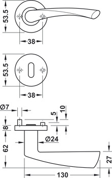 Door handle set, Stainless steel, Startec, model LDH 2178