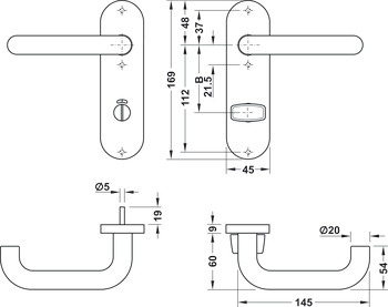 Door handle set, stainless steel, Startec, PDH4102, rose