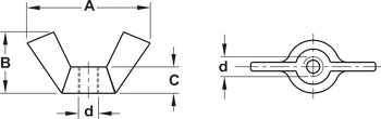 Wing nut, Steel, zinc plated