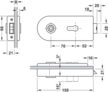 Glass door PC lock, GHR 102 and 103, Startec