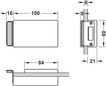 Glass door strike patch, GHR 302 and 303, Startec