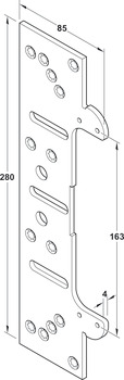 Mounting plate, for Simonswerk TECTUS TE 240/340/526/540/640 3D FZ concealed mortice hinge