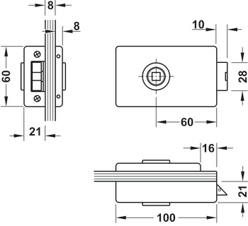 Glass door NL lock, GHR 302 and 303, Startec