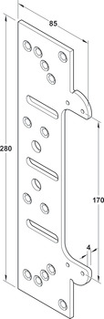 Mounting plate, for Simonswerk TECTUS TE 240/340/526/540/640 3D FZ concealed mortice hinge