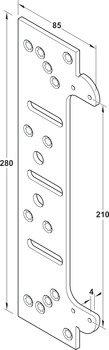 Mounting plate, for Simonswerk TECTUS TE 240/340/526/540/640 3D FZ concealed mortice hinge