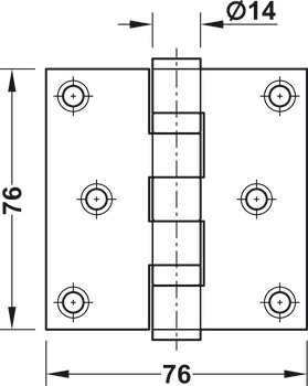 Butt hinge, DHB 1212, for flush doors, size 76 mm