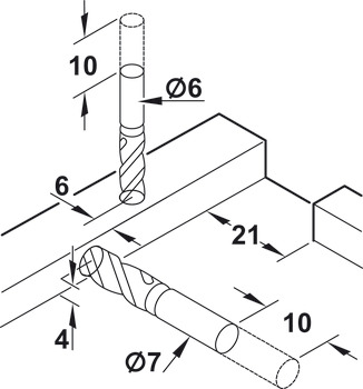 Concealed runner, Häfele Matrix Runner UM A25, single extension, load bearing capacity up to 25 kg, steel, pin installation