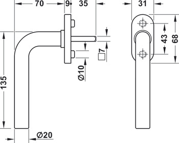 Window handle, Häfele Startec PWH 5101 stainless steel