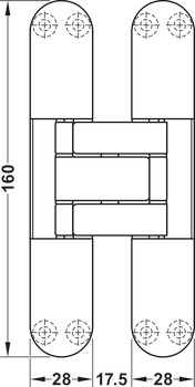 Door hinge, Startec H12 L, concealed, for flush interior doors up to 80 kg