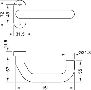 Aperture part, For narrow frames, Fire resistance, stainless steel, Satin ground