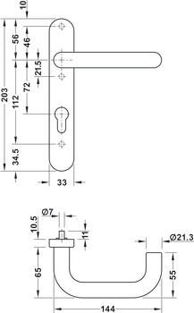 Counter fitting PC, stainless steel, Satin ground