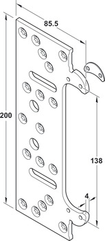 Mounting plate, for Simonswerk TECTUS TE 240/340/526/540/640 3D FZ concealed mortice hinge