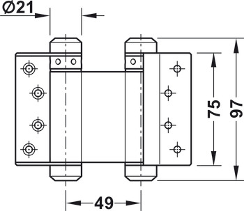 Double action spring hinge, Startec, for flush doors up to 15 kg