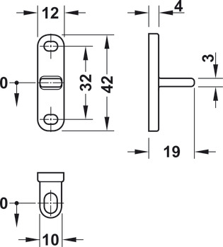 Locking plate, For Efl 3/3C Dialock Furniture Lock, Tolerance Compensation In Lowering Direction, For Screw Fixing