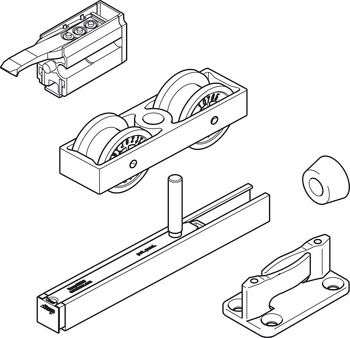 Sliding door fitting, HAWA Junior 80 B, set