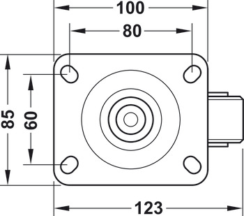 Equipment and swivel castor, with soft running surface