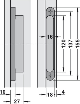 Door hinge, Simonswerk TECTUS TE 240 3D N, concealed, for flush doors up to 60 kg