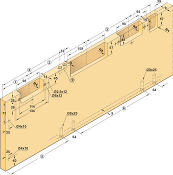 Sliding door fitting, Finetta F-Flush54 100A, set