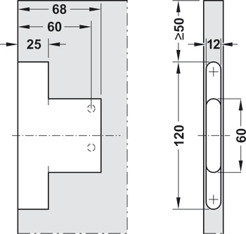 Concealed cabinet hanger, Width 12 mm