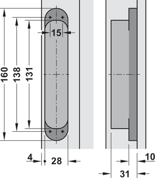 Door hinge, Startec H12 L, concealed, for flush interior doors up to 80 kg