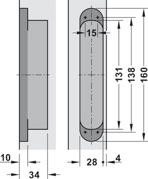 Door hinge, Startec H12 L, concealed, for flush interior doors up to 80 kg