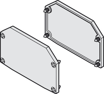 End cap set, for Häfele Slido D-Line11, height 33 mm