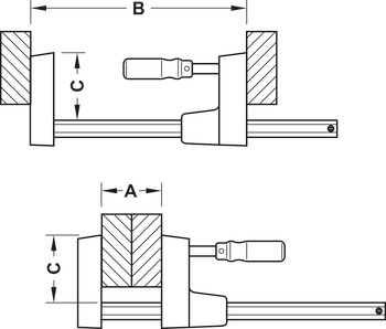 All-purpose clamp, BESSEY Uni Klamp, for clamping or spreading of sensitive surfaces