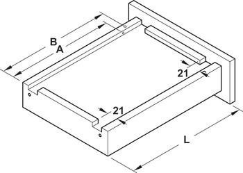 Concealed runner, Häfele Matrix Runner UM A25, single extension, load bearing capacity up to 25 kg, steel, pin installation