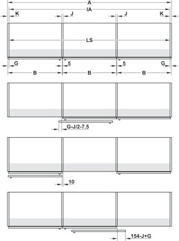 Sliding door fitting, Finetta F-Flush54 70A, fixed size set – Service+ made to measure