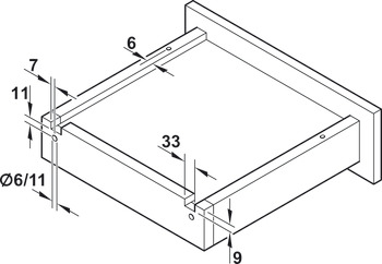 Concealed runner, Häfele Matrix Runner UM S30, full extension, load bearing capacity up to 30 kg, steel, pin installation