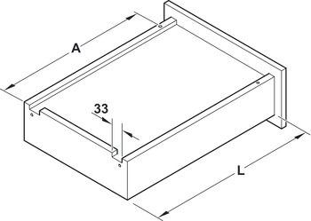 Concealed runner, Häfele Matrix Runner UM S30, full extension, load bearing capacity up to 30 kg, steel, pin installation