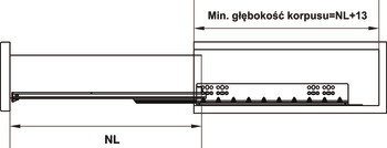 Concealed runner, Häfele Matrix Runner UM S30, full extension, load bearing capacity up to 30 kg, steel, pin installation