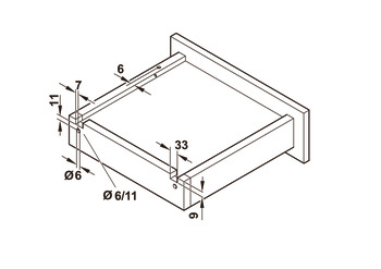 Concealed runner, Häfele Matrix Runner UM S30, full extension, load bearing capacity up to 30 kg, steel, pin installation