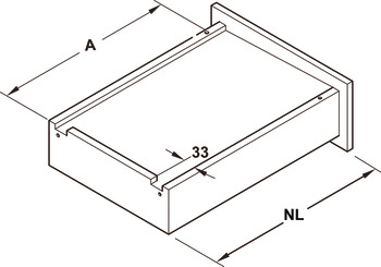 Concealed runner, Häfele Matrix Runner UM S30, full extension, load bearing capacity up to 30 kg, steel, pin installation