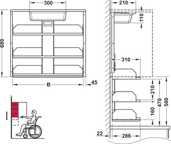 Internal cabinet lift, lift system