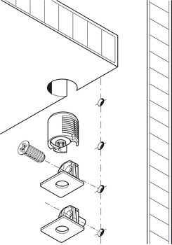 Cabinet connector, Tab 18, without locking facility