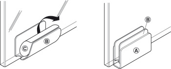 Counterpiece, for magnetic pressure catch glass door, 24.5 mm